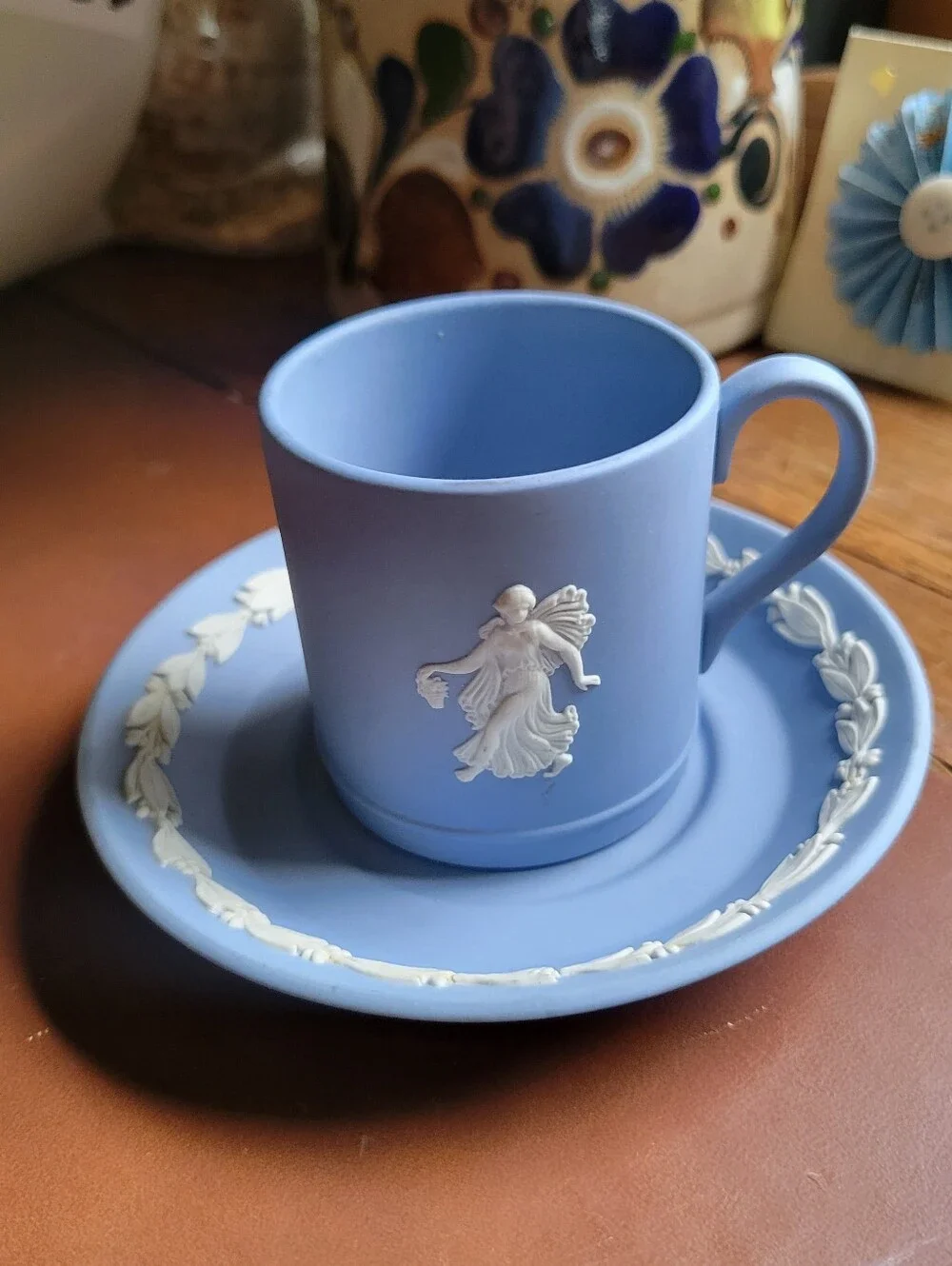 Wedgwood Blue Jasperware Dancing Hours Demitasse Cup And Saucer Danbury